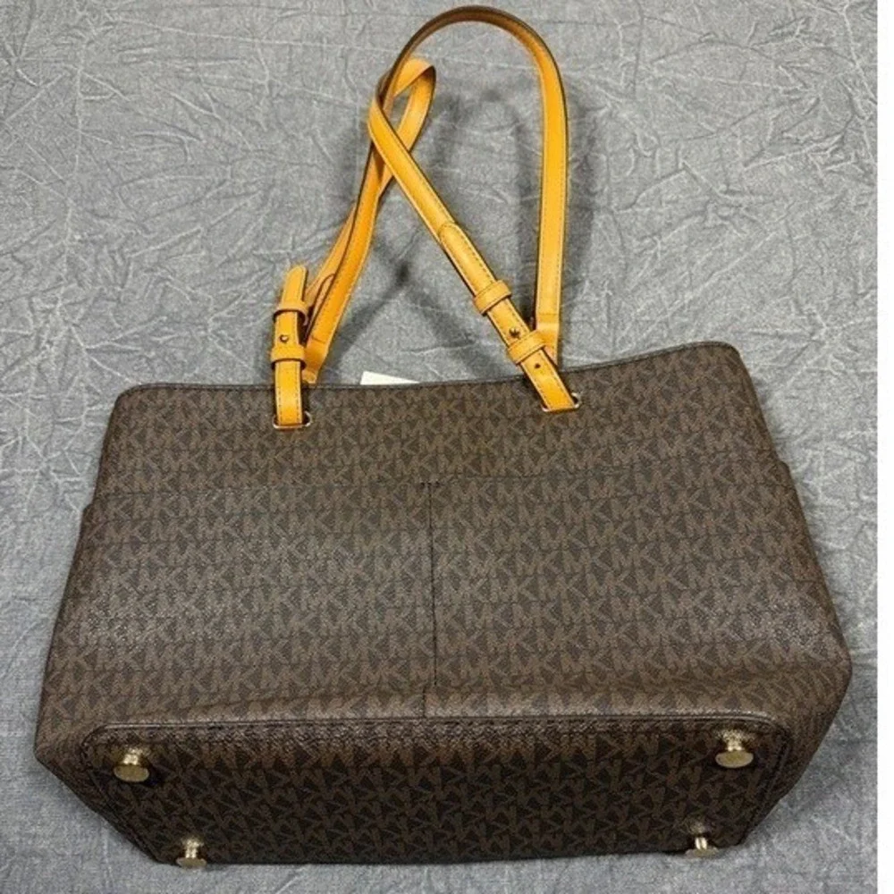 Michael Kors Tote Womens‎ NS Bedford Brown Acorn Signature Logo Pocket NEW